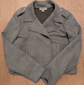 Women's Philosophy Republic Clothing Faux Suede Sage Green Lightweight Jacket S